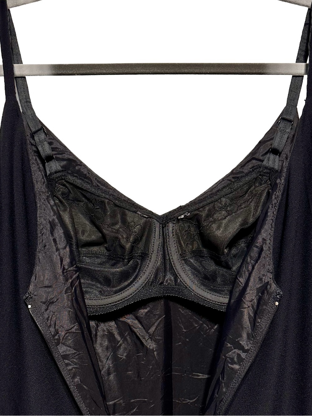 Custom Made Black Slip Maxi Dress Built In Bra Goth Minimalist - Picture 7 of 8